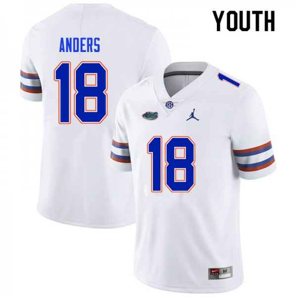 Youth #18 Jack Anders Florida Gators College Football Jersey White